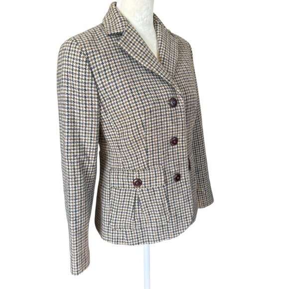 Talbots Petites 4P long sleeve collared houndstooth fully lined blazer jacket - Picture 2 of 9